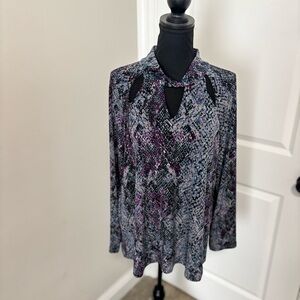 Susan Graver Multicolor Snakeskin Blouse